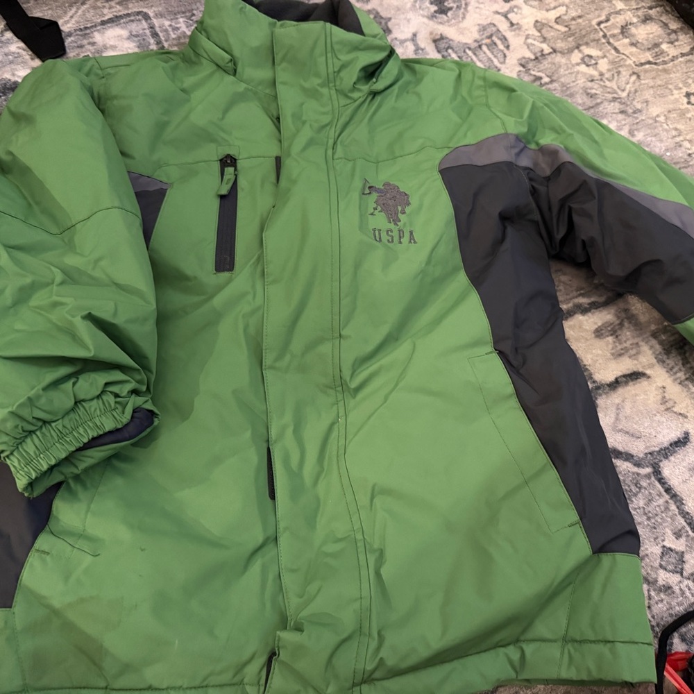U.S. Polo Assn. Green and Gray Kids Puffer Jacket